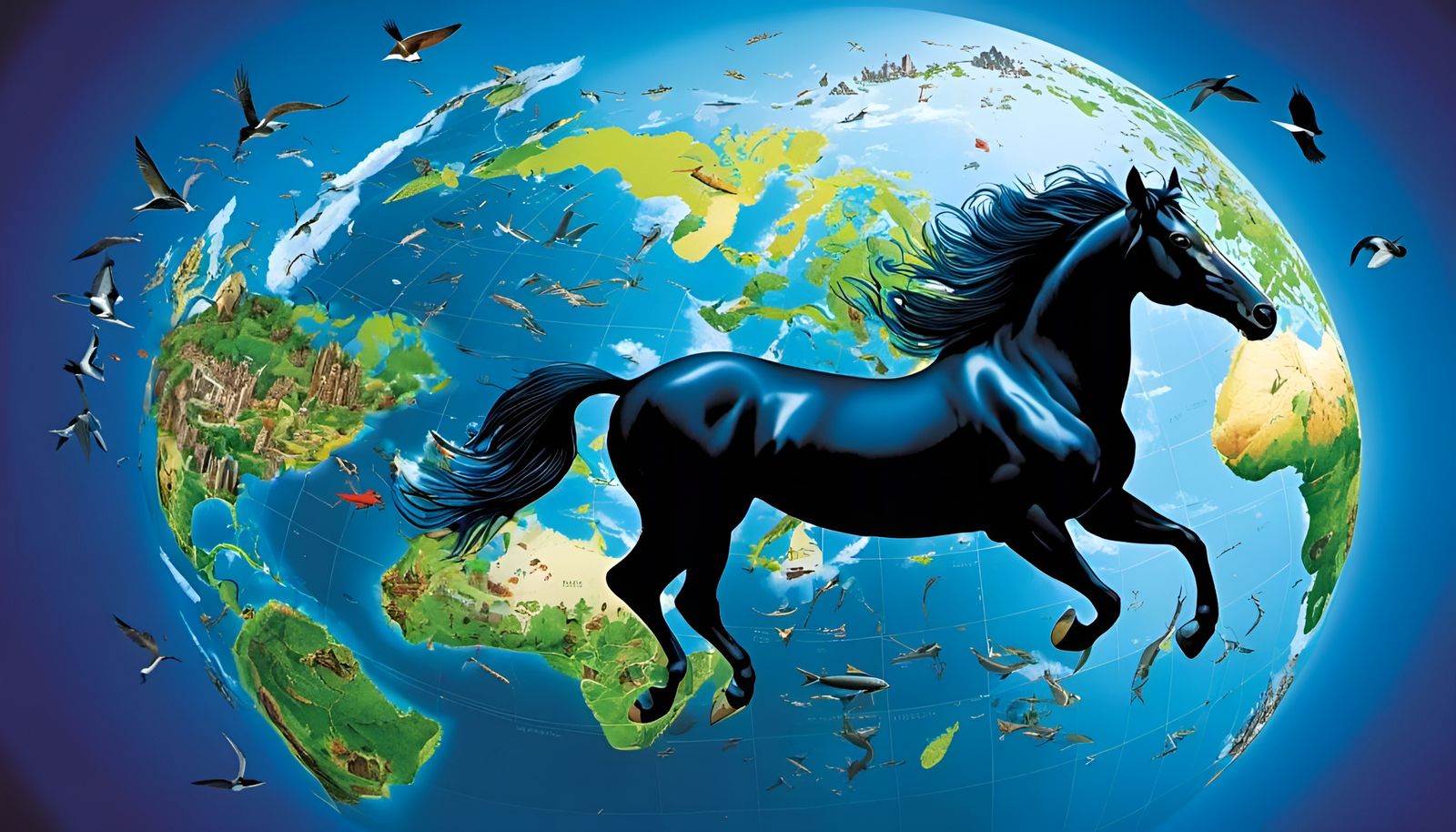 biogeography; wild horse gallops across the globe