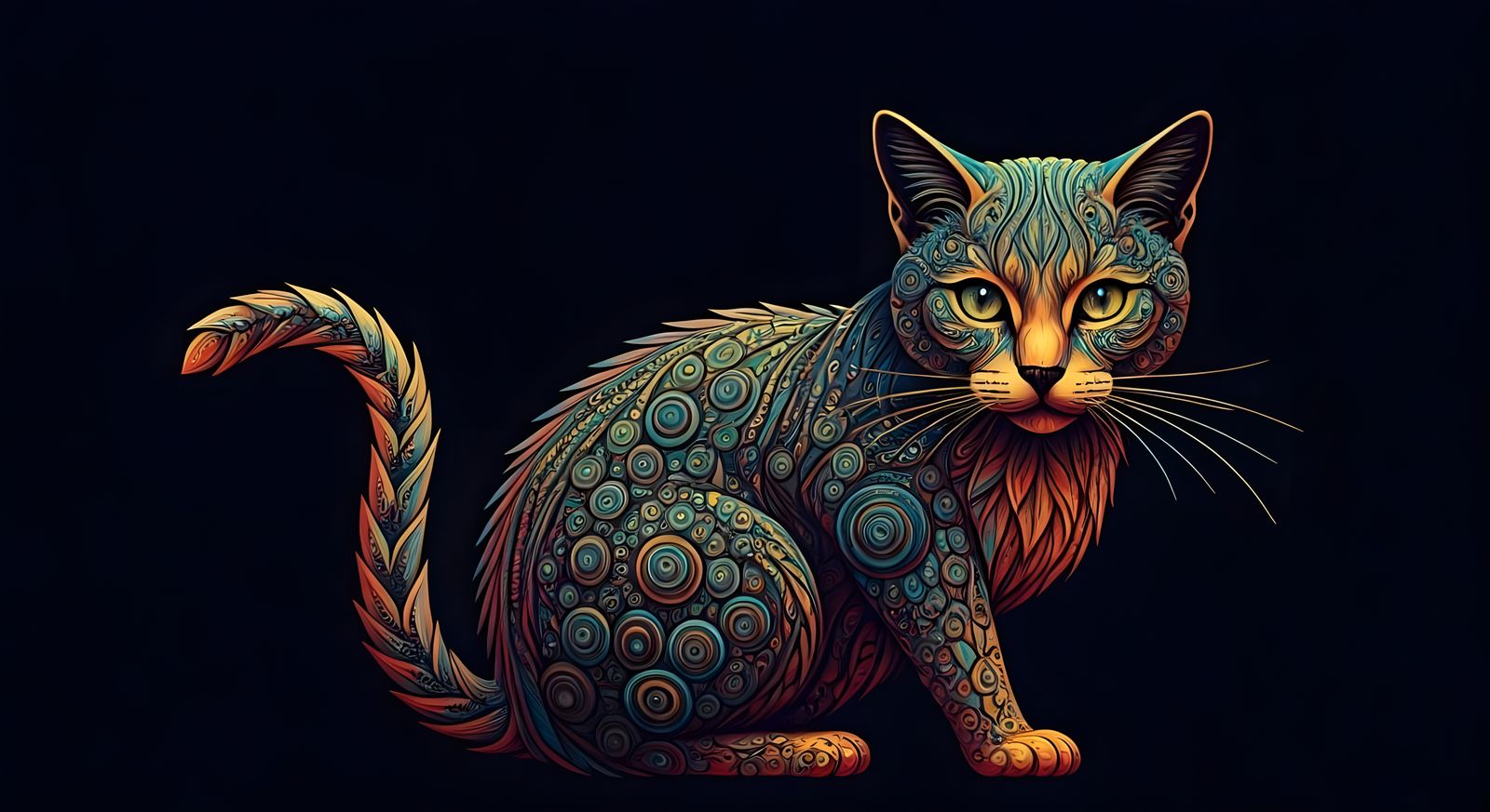 Geometric Feline Form in Abstract Shapes