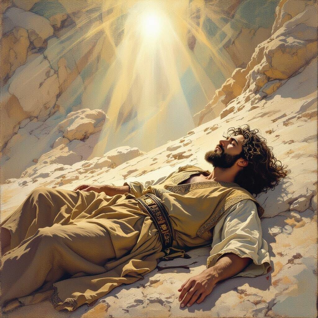 Jacob's Divine Vision on Rugged Terrain