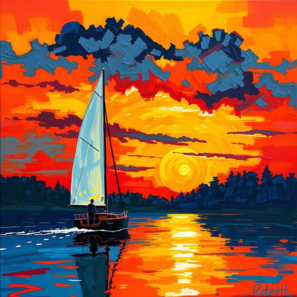  vibrant sailing boat - 5 likes  by @BelgiumJumpAI