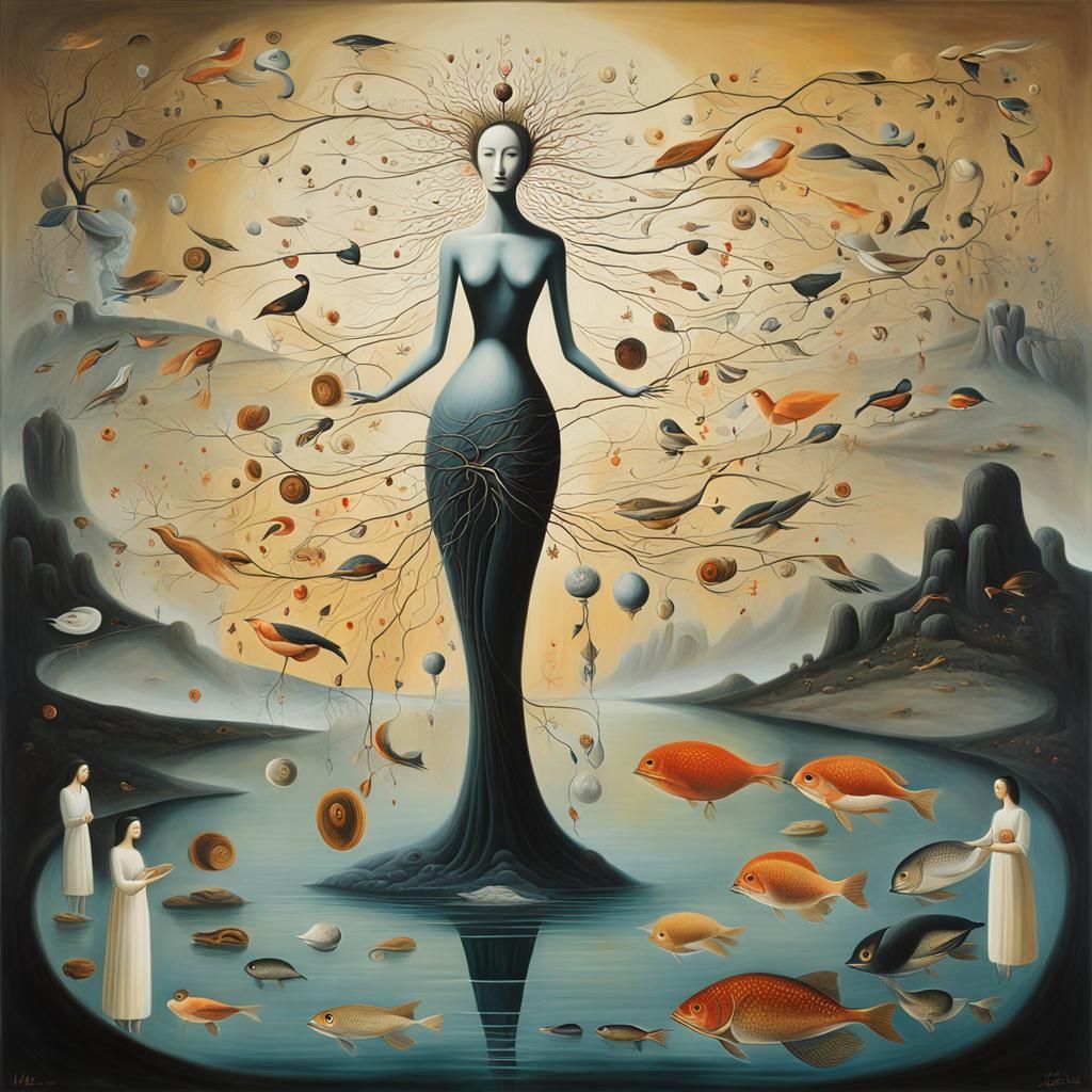 Surrealist Oil Painting: Ode to Motherhood and Life
