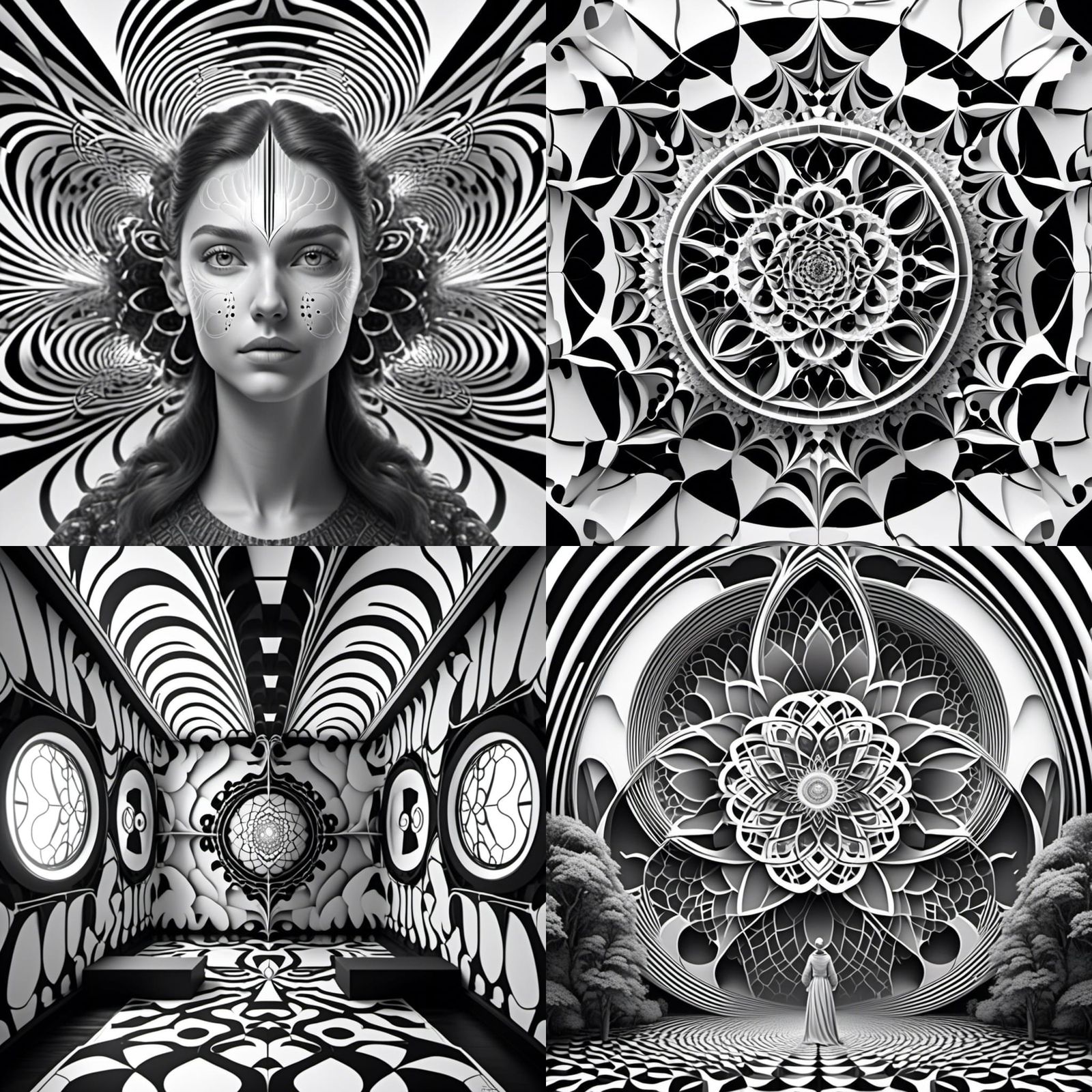 the "Inner Self" optical illusion, golden ratio, black and white