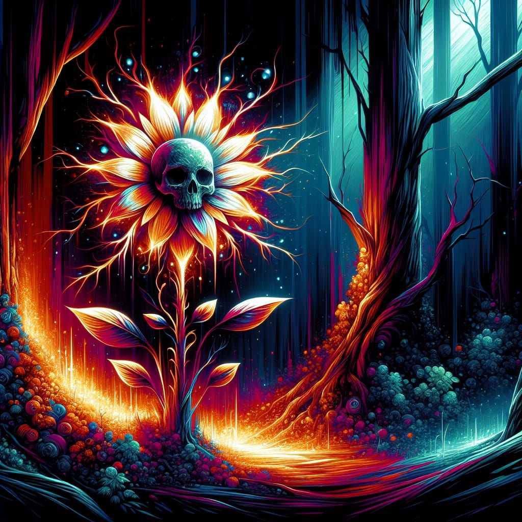 Glowing Skull Flower  by @DreamForge
