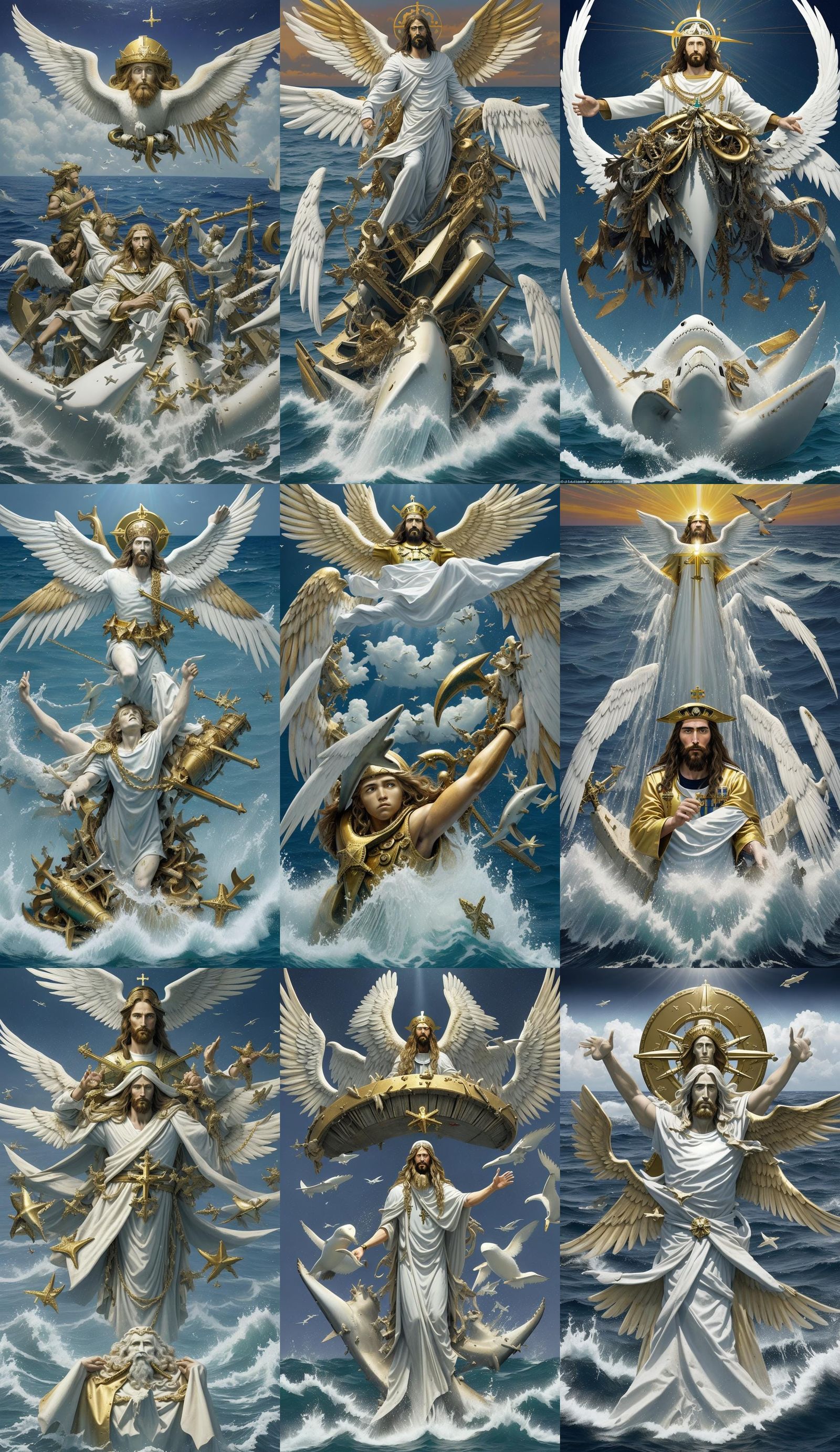 Jesus Christ and all the archangels with the magnificent gol...