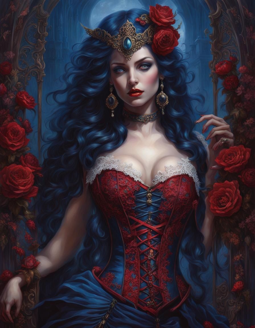 fully undead with bones showing through the crimson/indigo b...