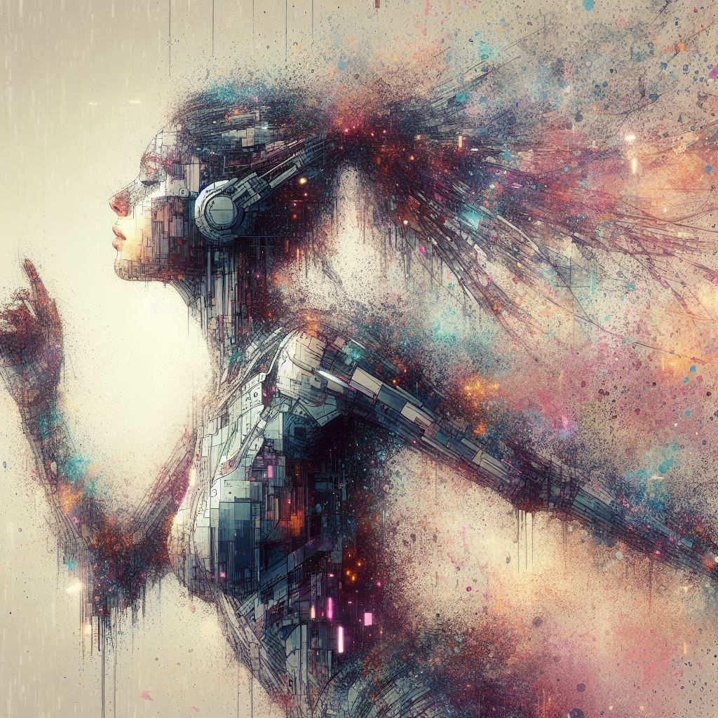 double exposure beautiful fantasy DALL-E 3 portrait landscape..