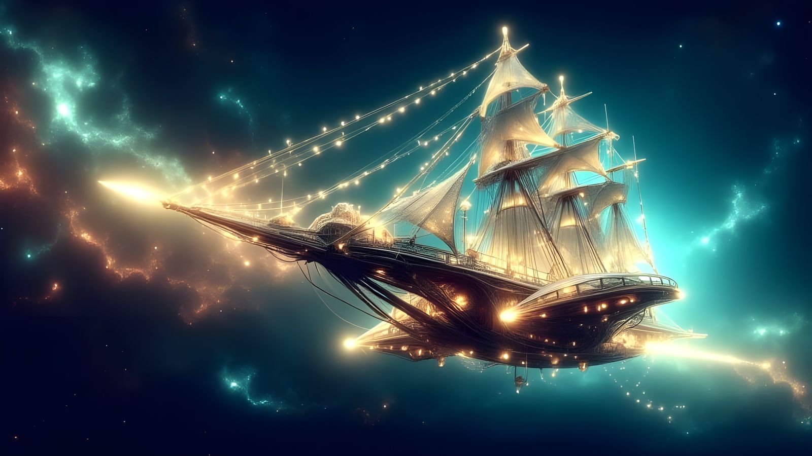 Darkspace Clipper Cormorant Starship   by @Gary Murakami