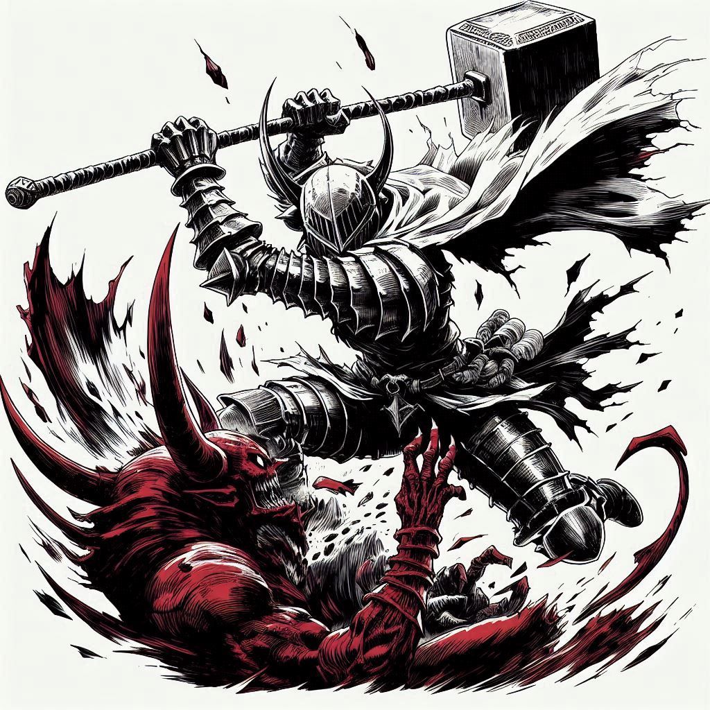 Hammers into the ground