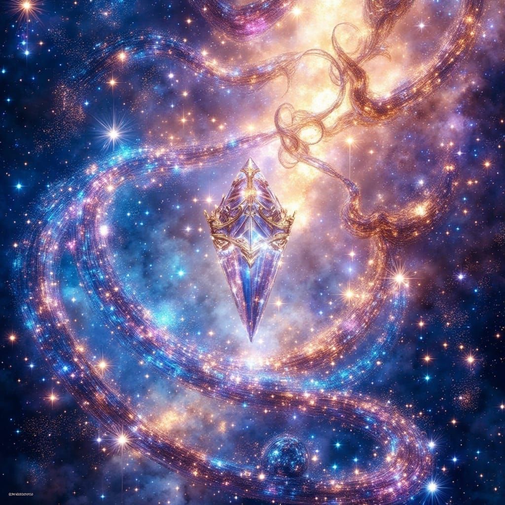 Increase size and prominence of main crystal subject. make it stand out more as the central focus.