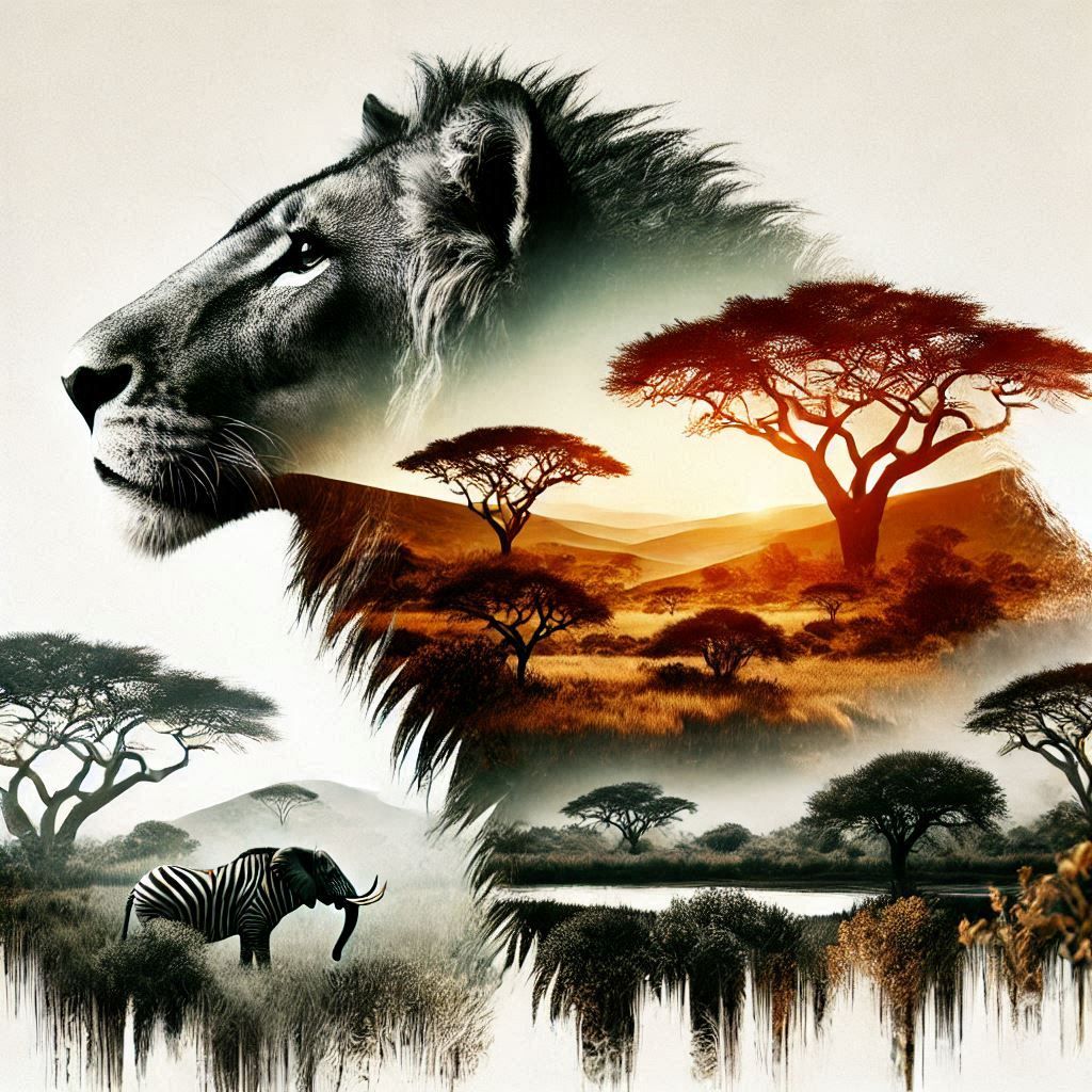 double exposure beautiful fantasy DALL-E 3 portrait landscape..