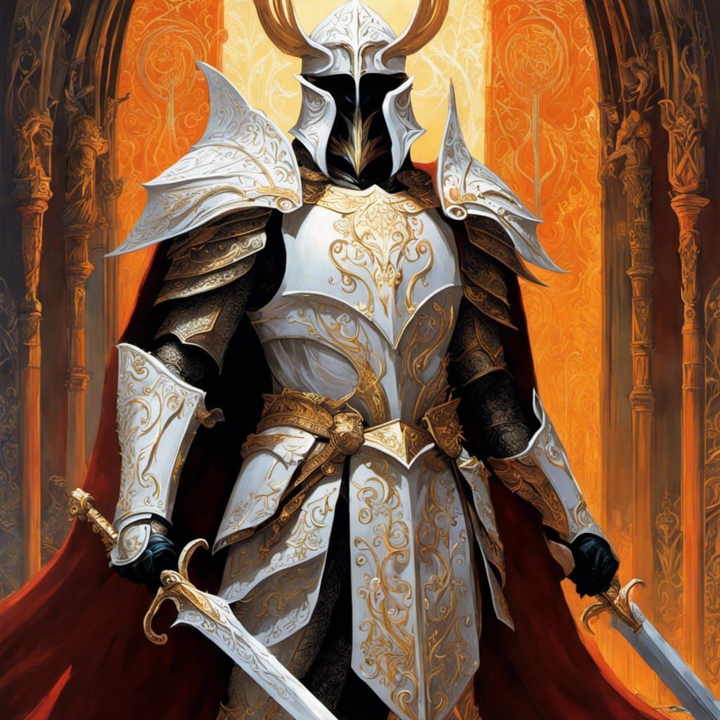 Sauron in white ornate elvish armor,  tolkien art style, by ...