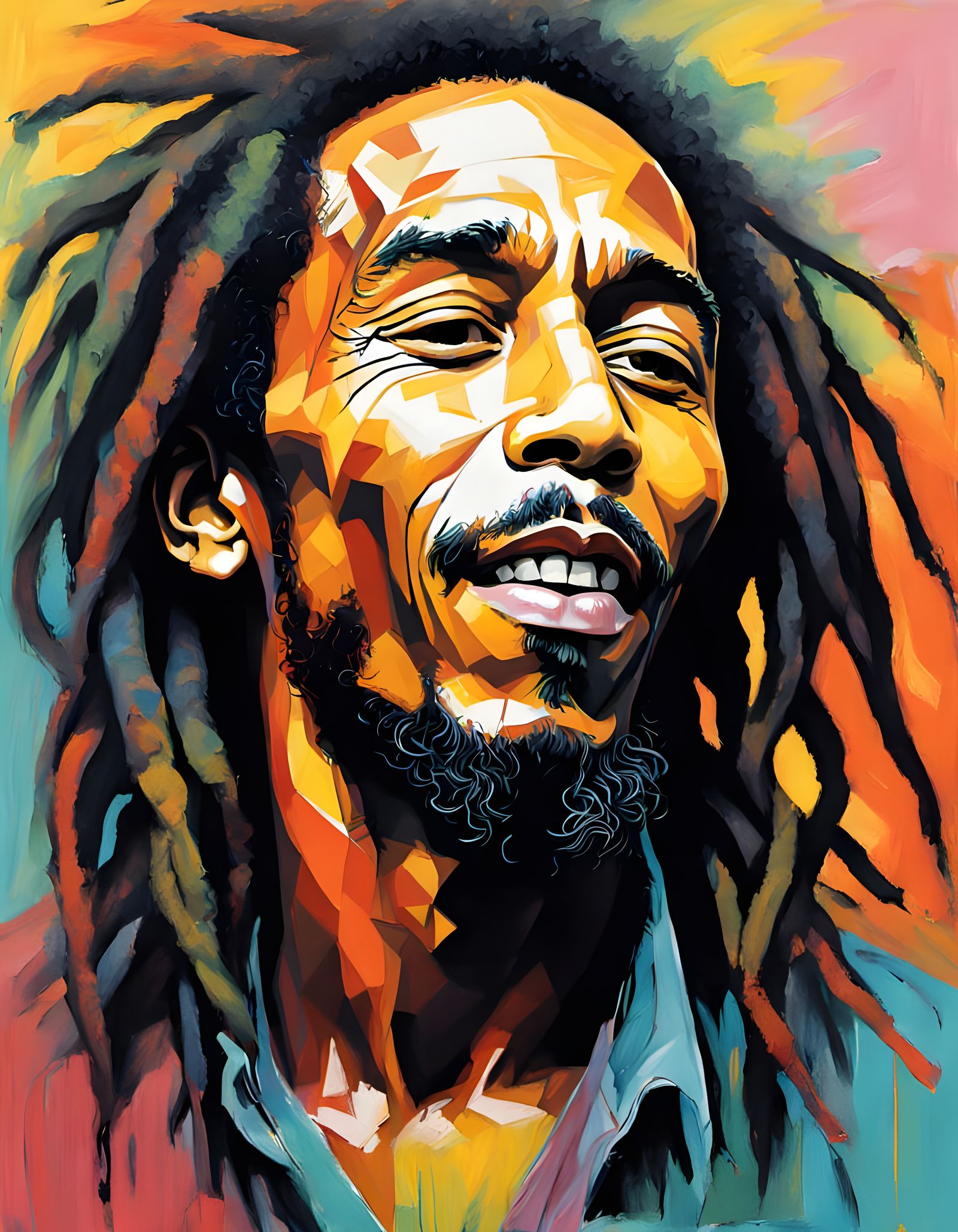A portrait of Bob Marley.   by @Arty Farty