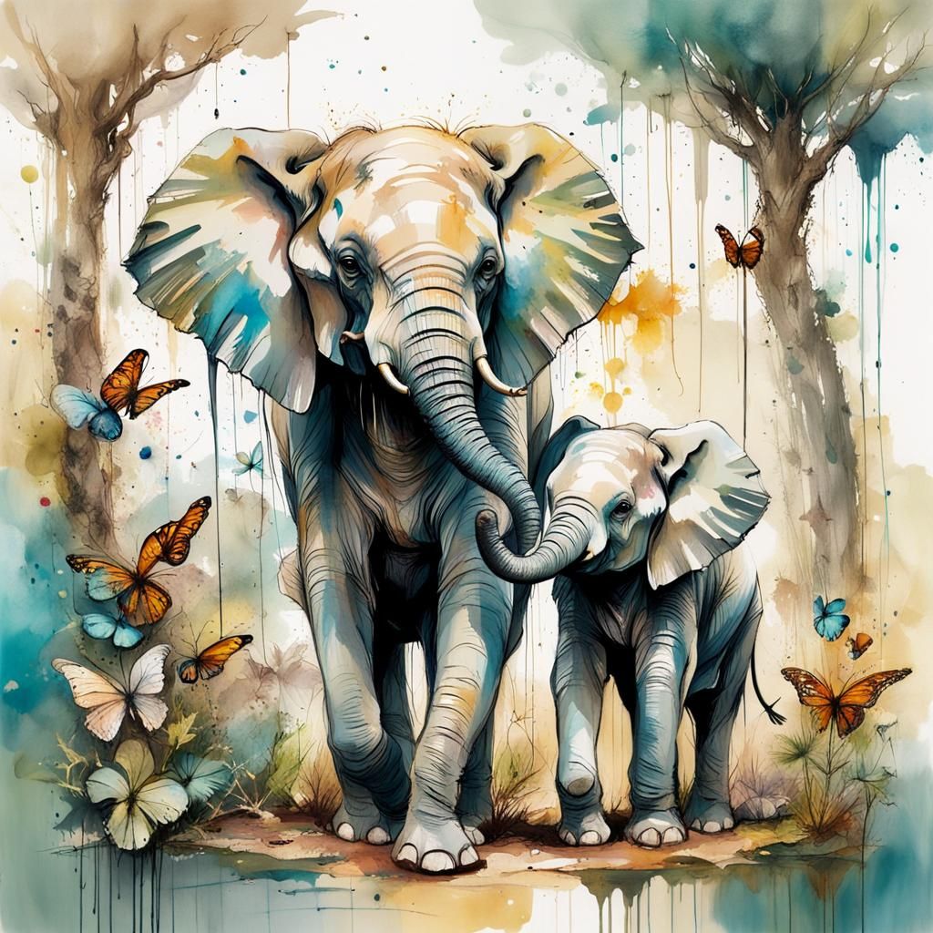 Family 🐘  by @GreenNails 