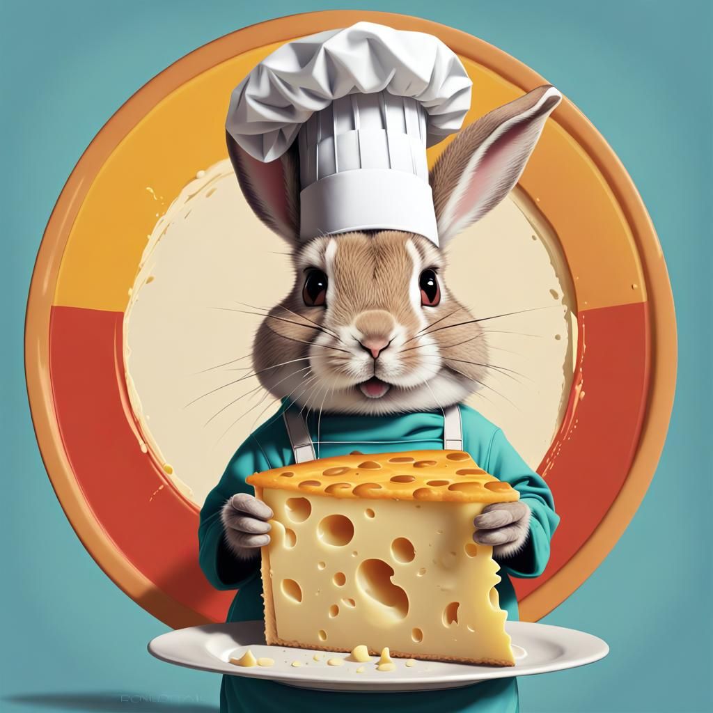 cute little rabbit with a chefs hat on and a chefs apron on ...