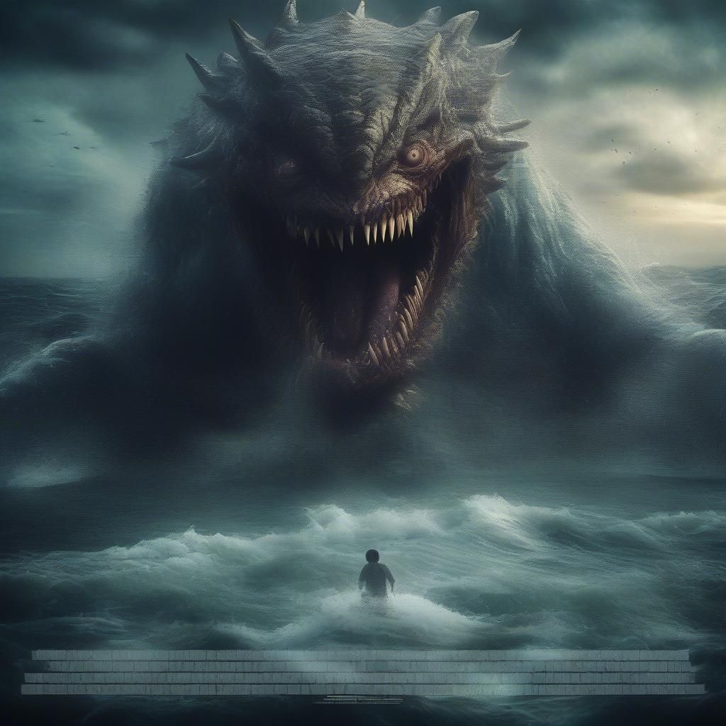 Terrifying horror art underwater thalassophobia creation.