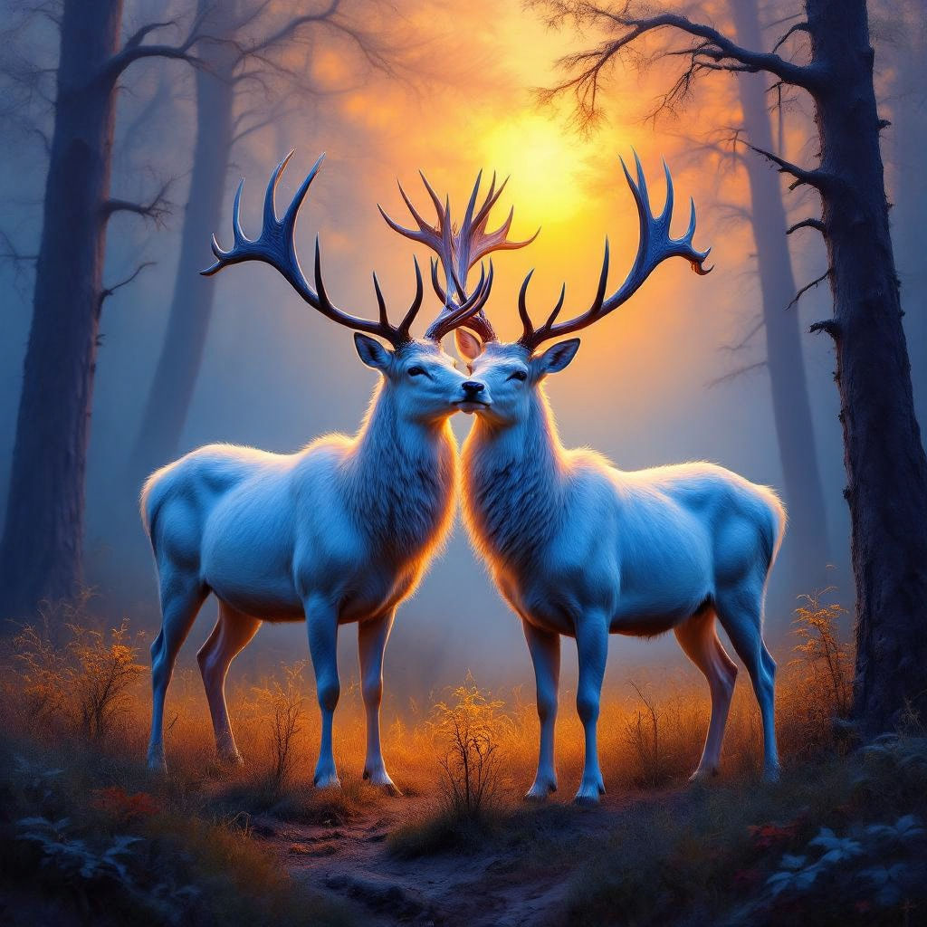 Portrait of White Stags