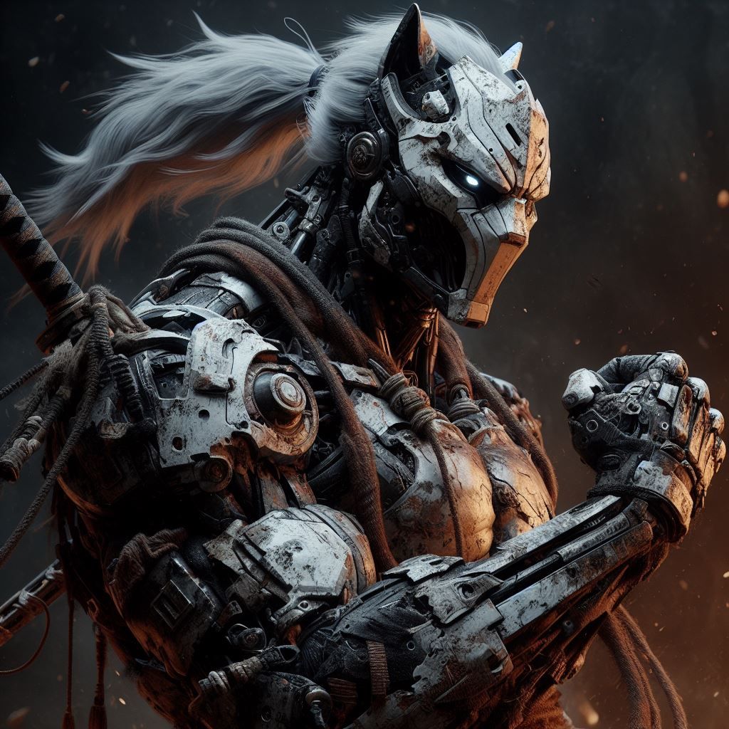 Cyber white panther warrior