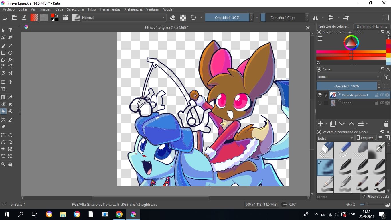 christmas eevee using krita pt 13