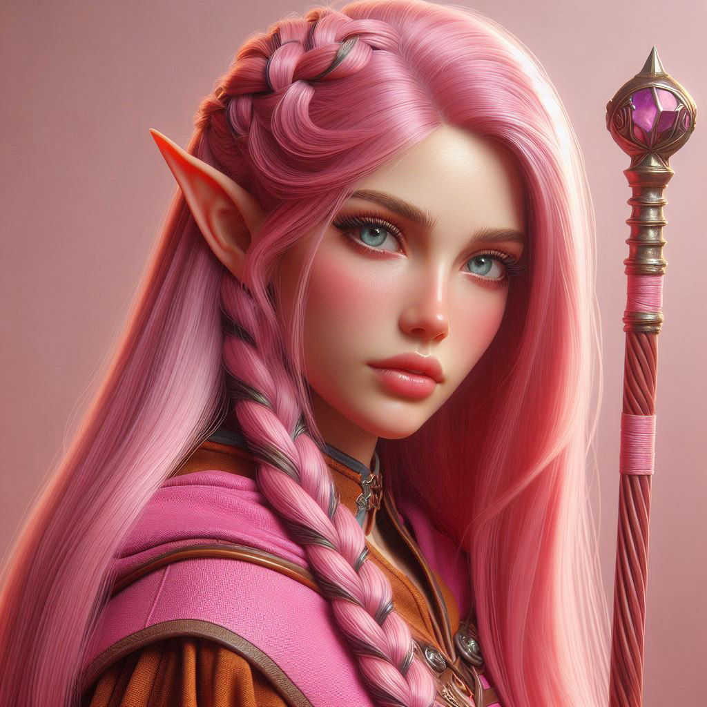 Pink Elf With Staff