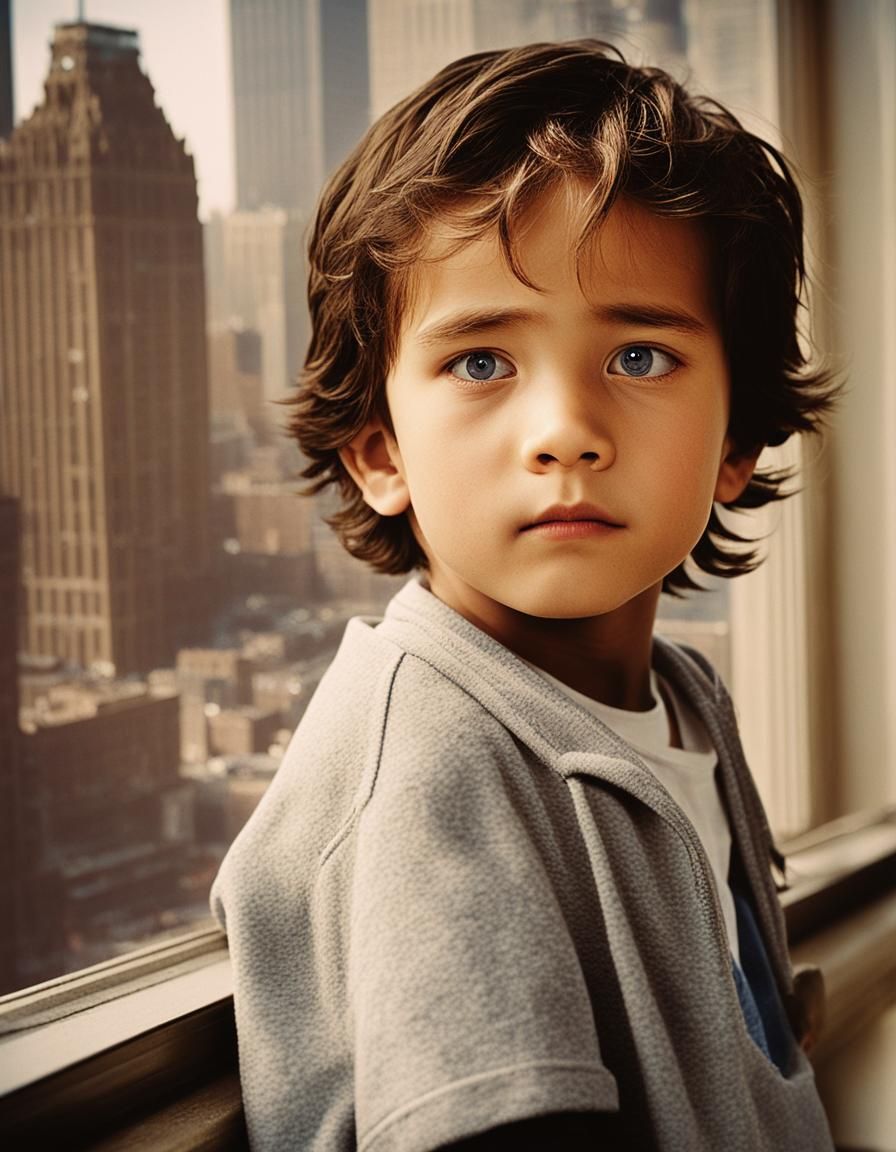 Dramatic Film Still: Boy Witnesses Twin Towers Collapse