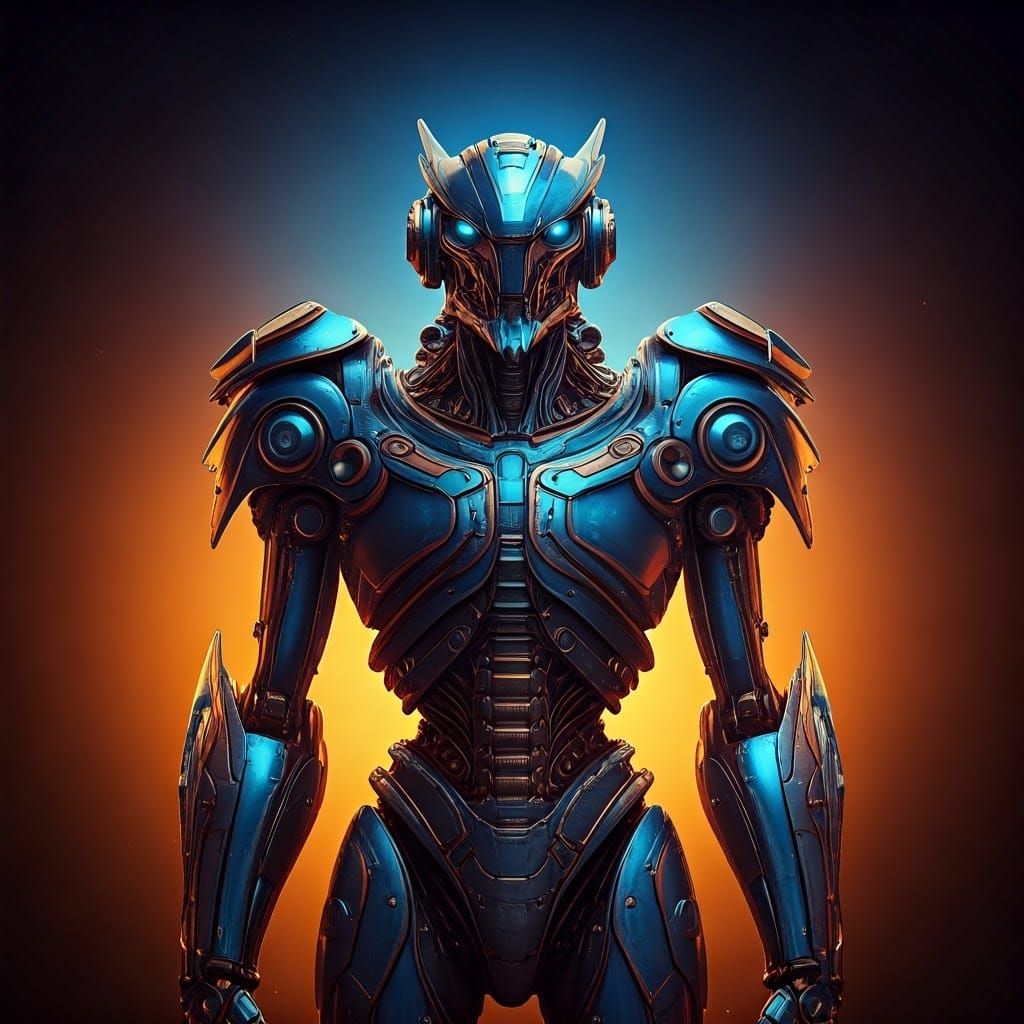 Futuristic Robot Hero in Electric Sci-Fi Art
