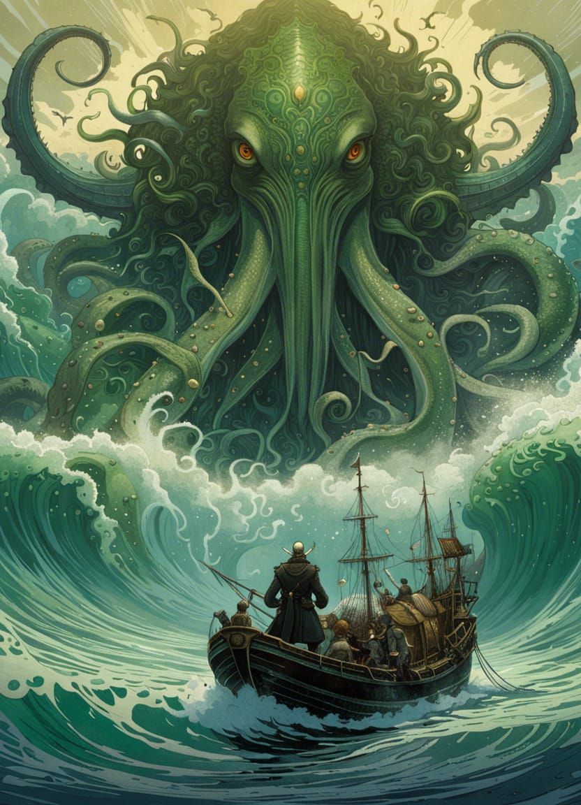 Cthulu emerging from the ocean  by @Mike Ritchie