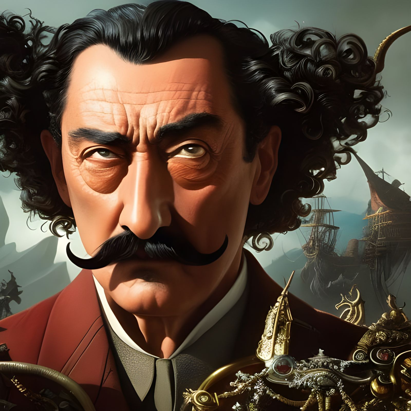 Curly Haired Mustachioed Man  by @Jazzygirl111