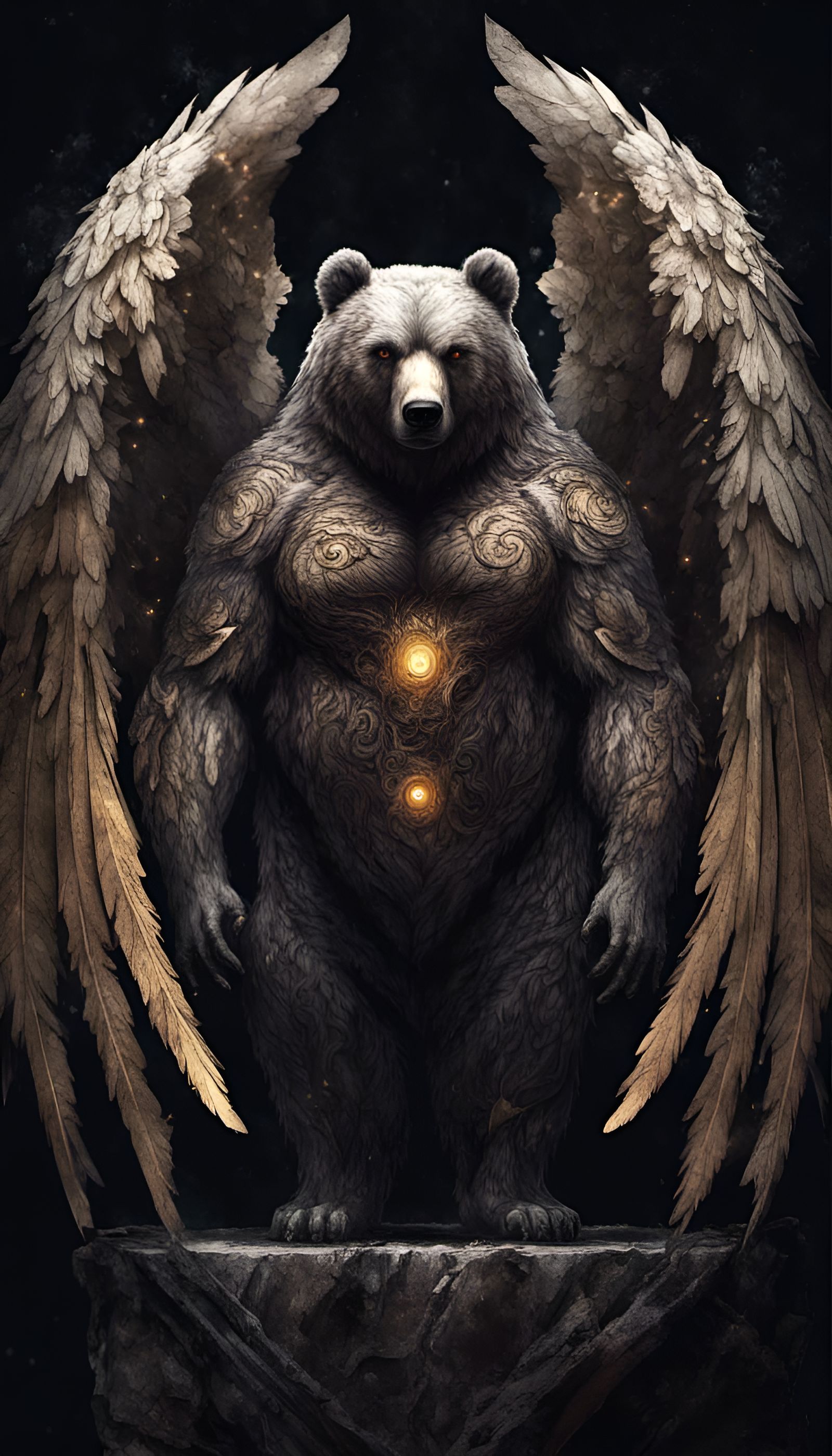 Winged Angelic Shadow Bear - AI Generated Artwork - NightCafe Creator