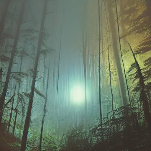 Ethereal Orb in Mystic Forest, Digital Art Masterpiece