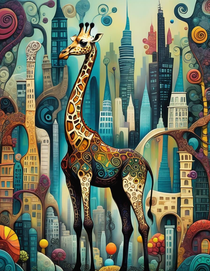 A giraffe in town  by @Oreva