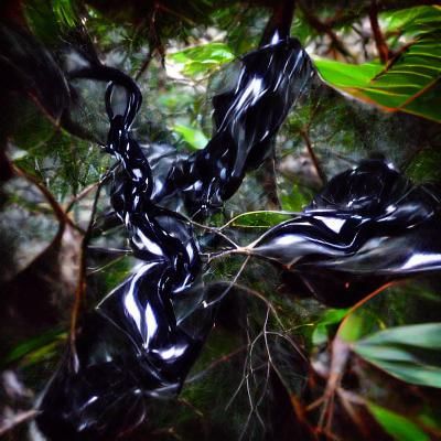 obsidian bubbling ribbons of hide slither through the jungle...