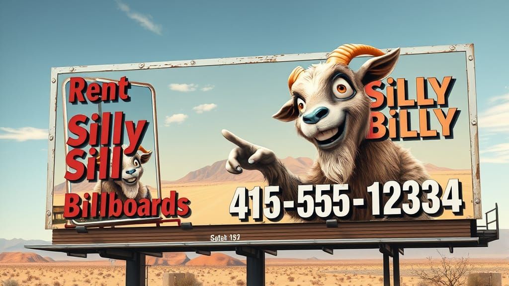 a billboard "rent Silly Billy billboreds"  by @undefined