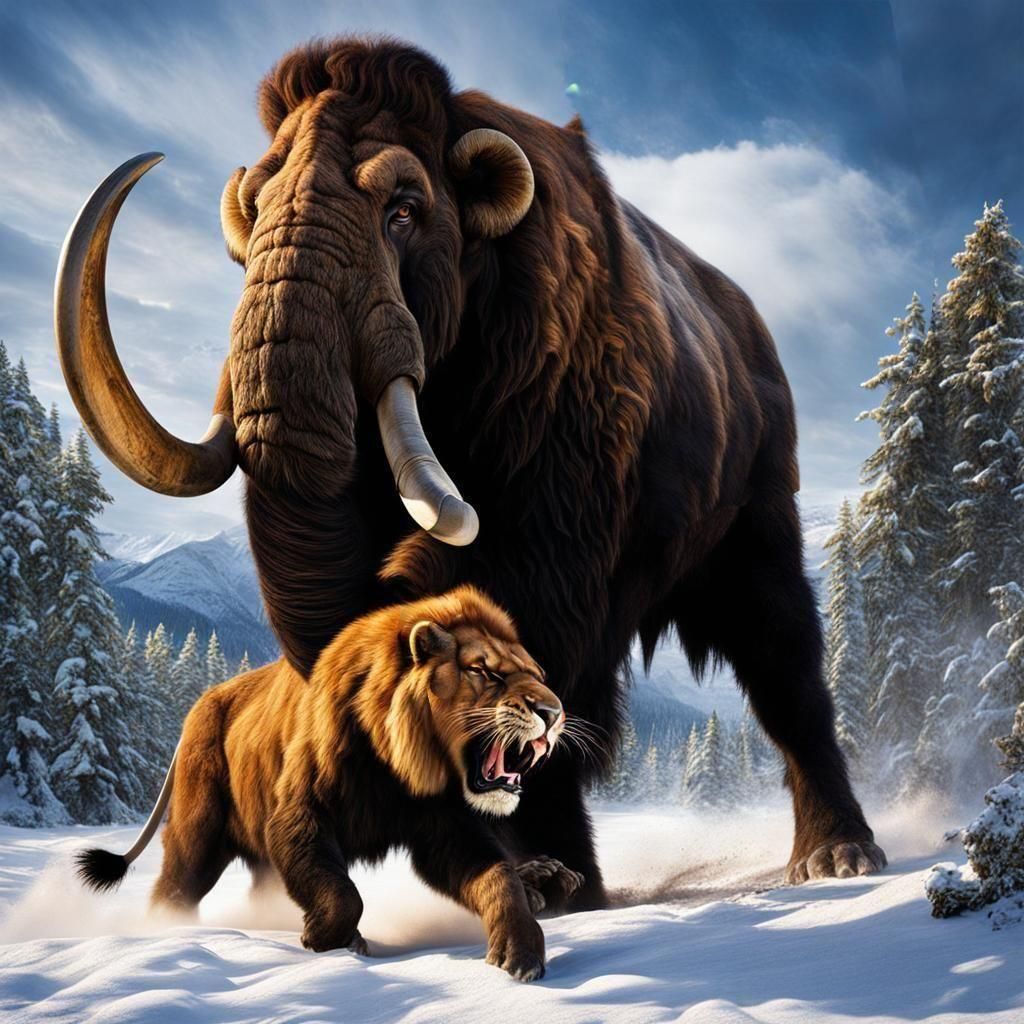 Mammoth VS smilodon   by @Nikki