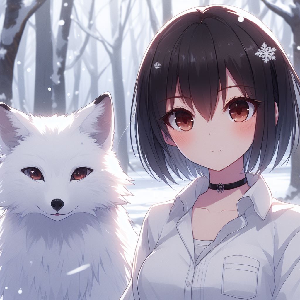 Moon and Fennex in the snow forest