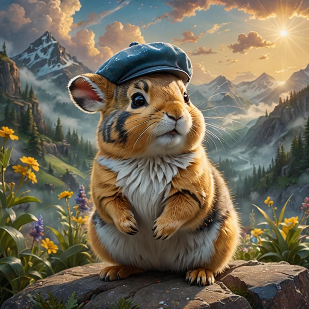 Adorable American pika touring in France