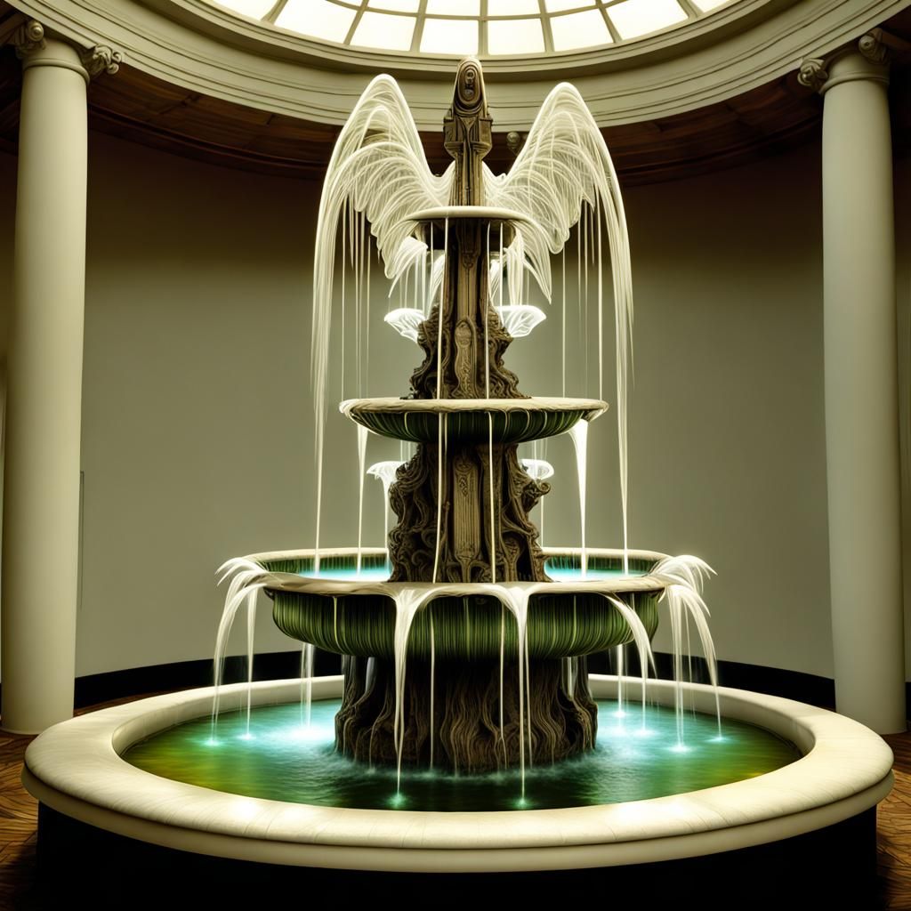 Angelic Mystical water fountain intricate highly detailed ne...