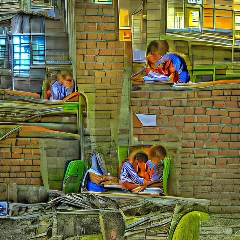Kids studying in school HDR