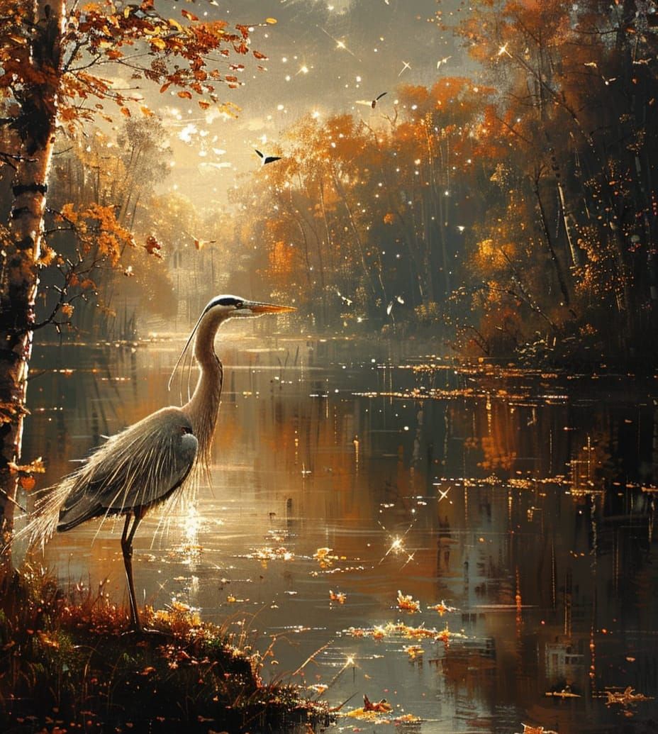 Landscape With Heron  by @Robot K