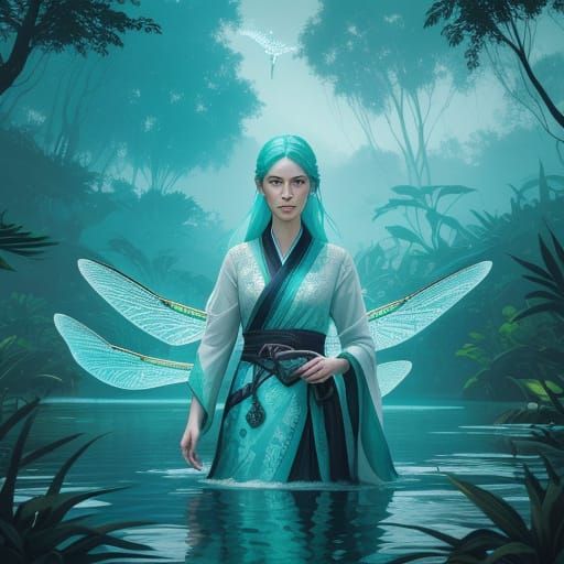 Ethereal Woman by Luminous Lake in Fantasy Concept Art Style