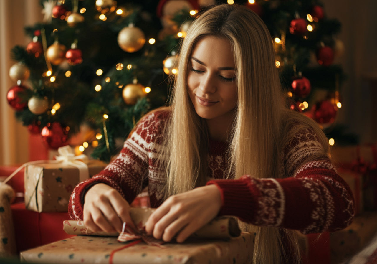 Wrapping gifts for christmas