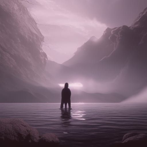 water with male silhouette