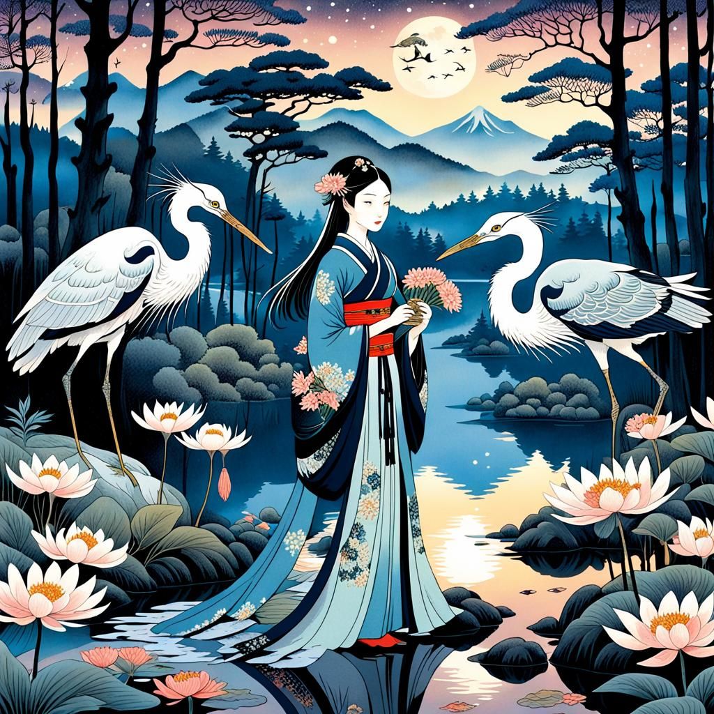 Inspired by Adrienne Segur illustrations and Japanese folklore  by @Yllana