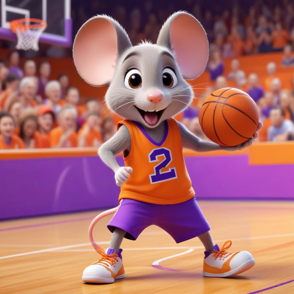 Mousey posing just before scoring a new basket 🐭