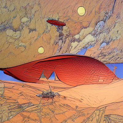 In the style of Moebius: Lift off