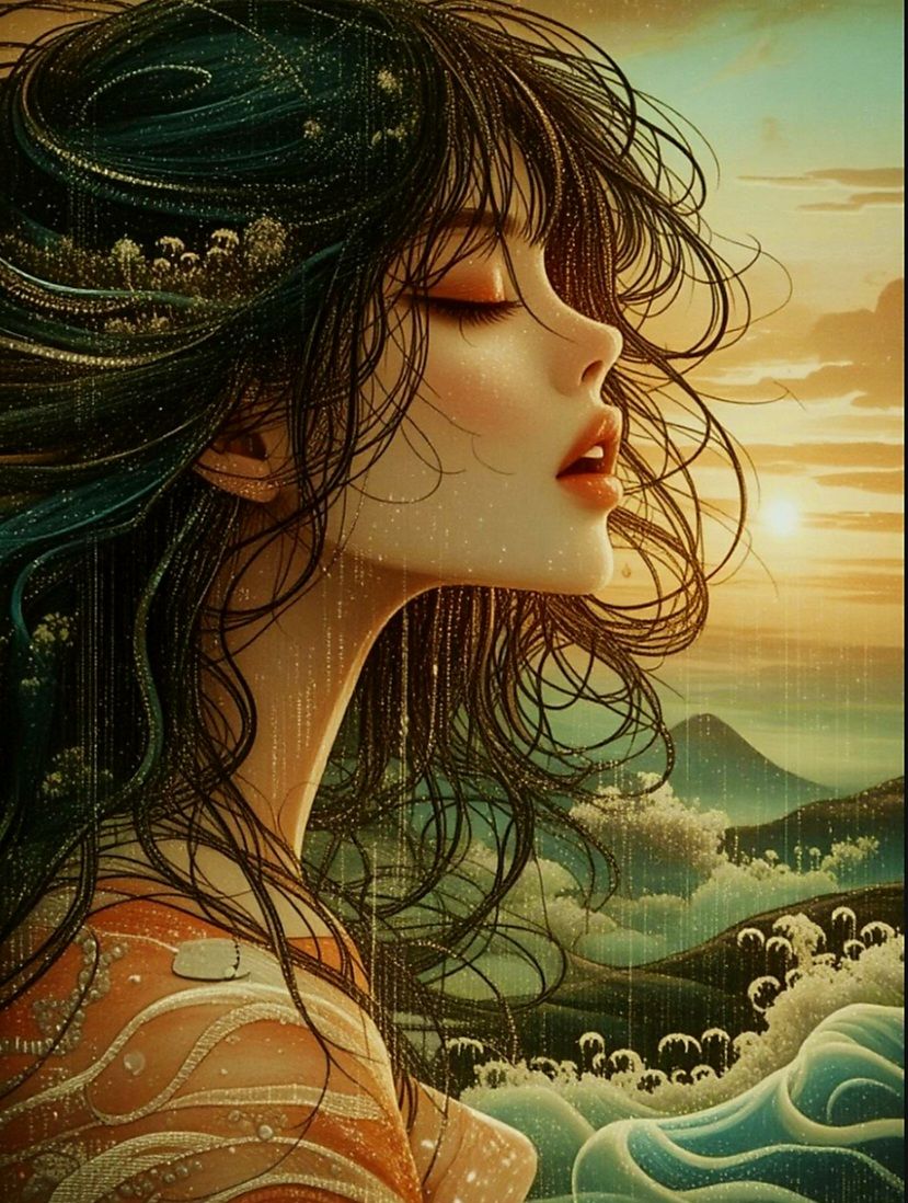 The rain on her face like a lover’s whisper