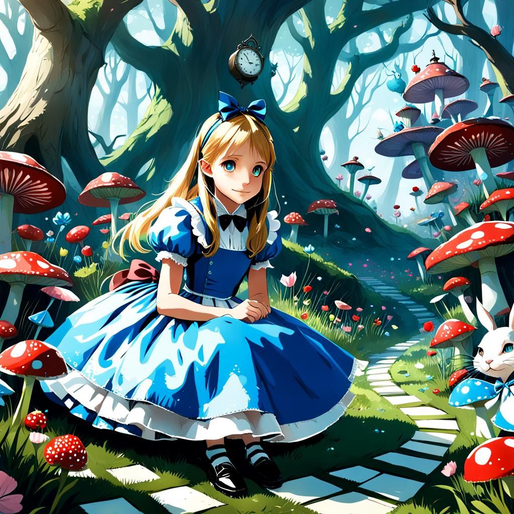 Alice in wonderland, storybook illustration - AI Generated Artwork ...