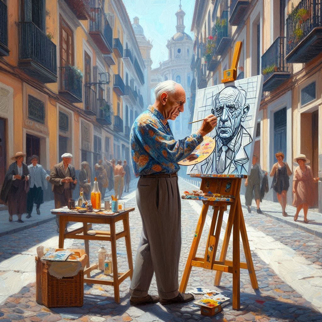 Picasso painting in the street in hometown Málaga