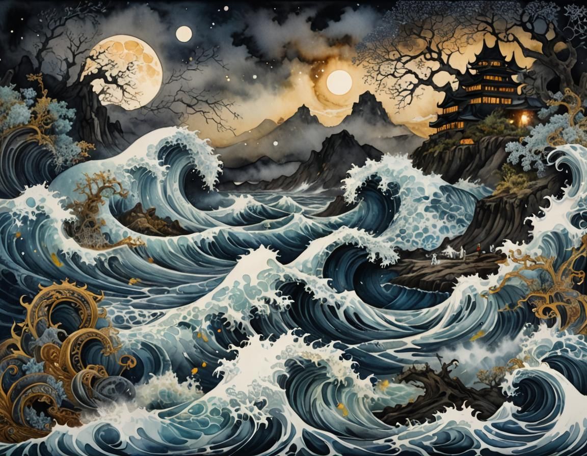 Dark Seas and Crashing Waves  by @CattyDM