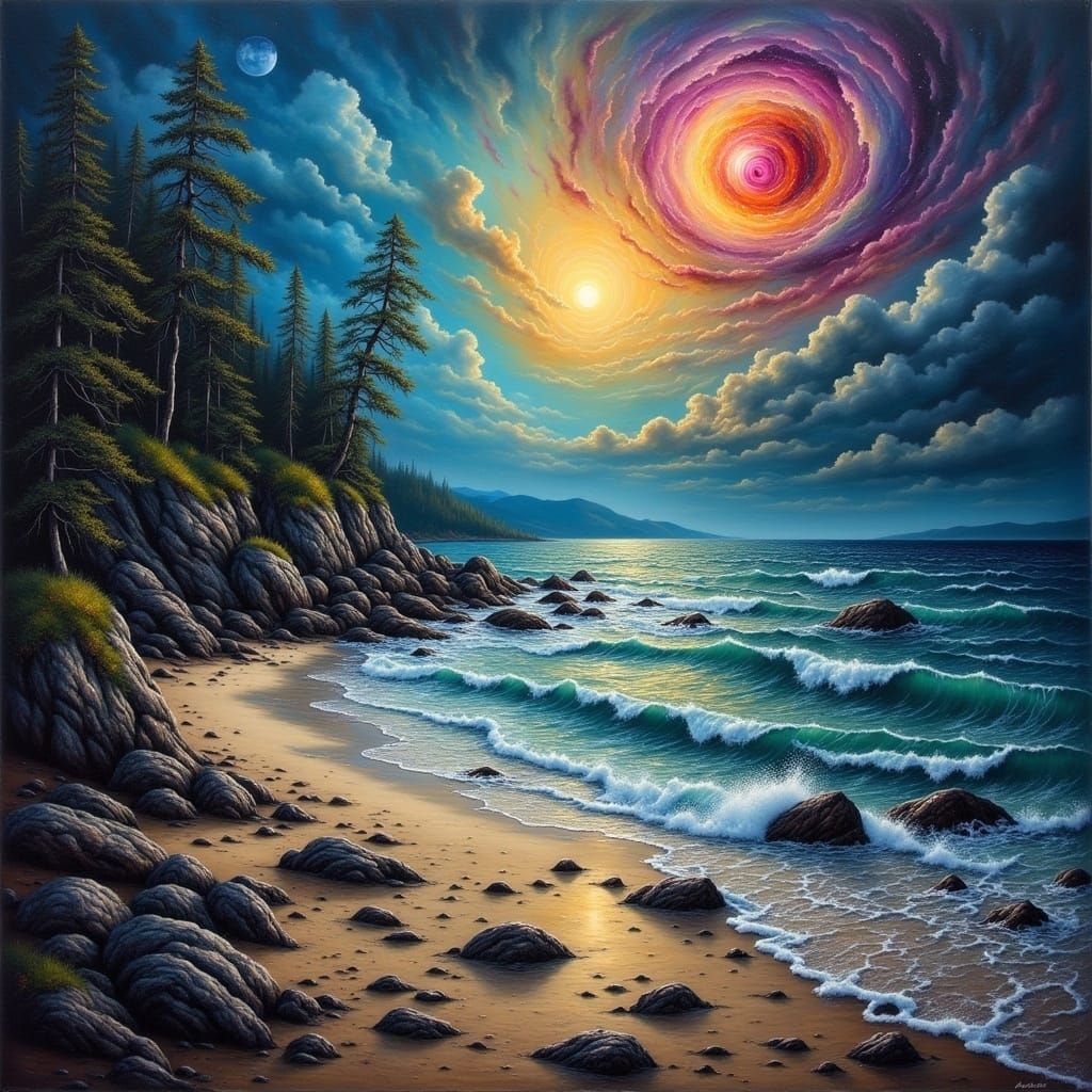 When the ebbing tide retreats,
Along the rocky shoreline,