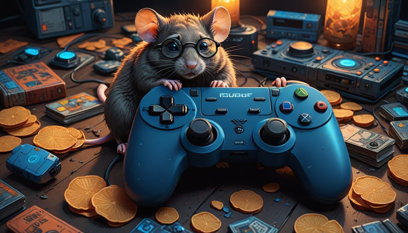 A cute, nerdy mouse with large round glasses